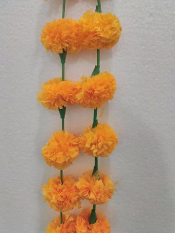 Artificial Marigold Fluffy Flower Garland For Decoration